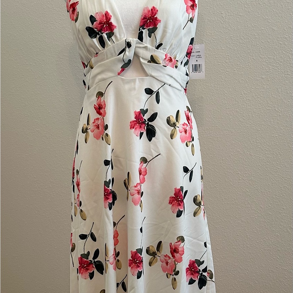 Alexia Admor White and Pink Floral Camila Midi Dress